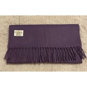 Charisma 100% Lana Wool Purple  Scarf /Neck Warmer Fringe Made in Japan PreOwned